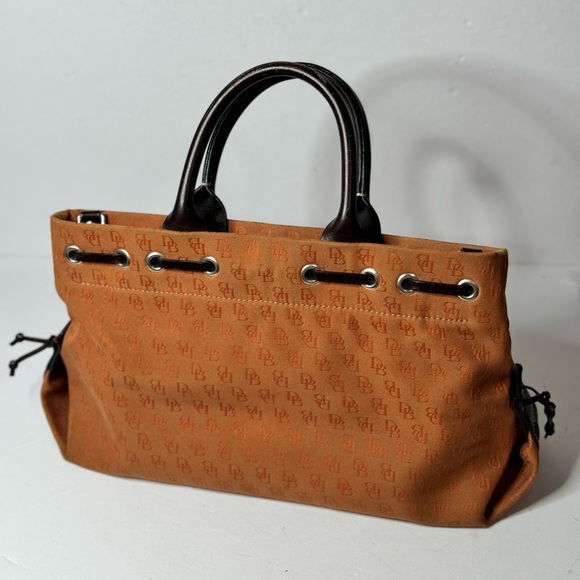 Dooney & Bourke Tassel Signature Monogram Tote Satchel Bag Orange - Picture 4 of 14